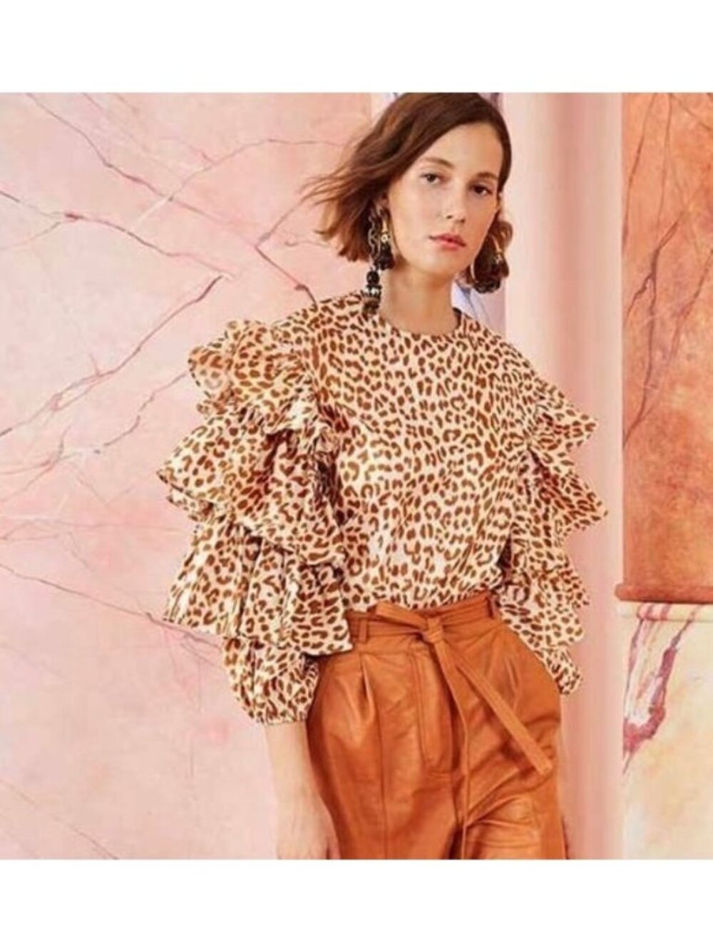 ULLA JOHNSON tulia blouse in cheetah print size 6